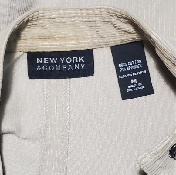 NY&COMPANY Corduroy Zip-up Bomber Jacket Tan Zippered Pockets Size M - Picture 12 of 12